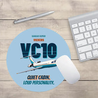 Thumbnail for Vickers VC10 - Quiet cabin. Loud personality. design on light blue round mouse pad