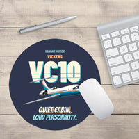 Thumbnail for Vickers VC10 - Quiet cabin. Loud personality. design on navy blue round mouse pad