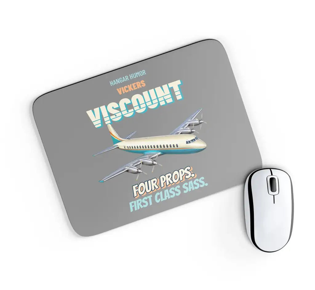 Vickers Viscount 800 - Four props. First class sass. design on gray rectangle mouse pad