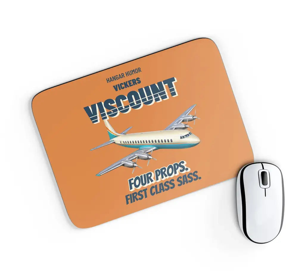 Vickers Viscount 800 - Four props. First class sass. design on orange rectangle mouse pad