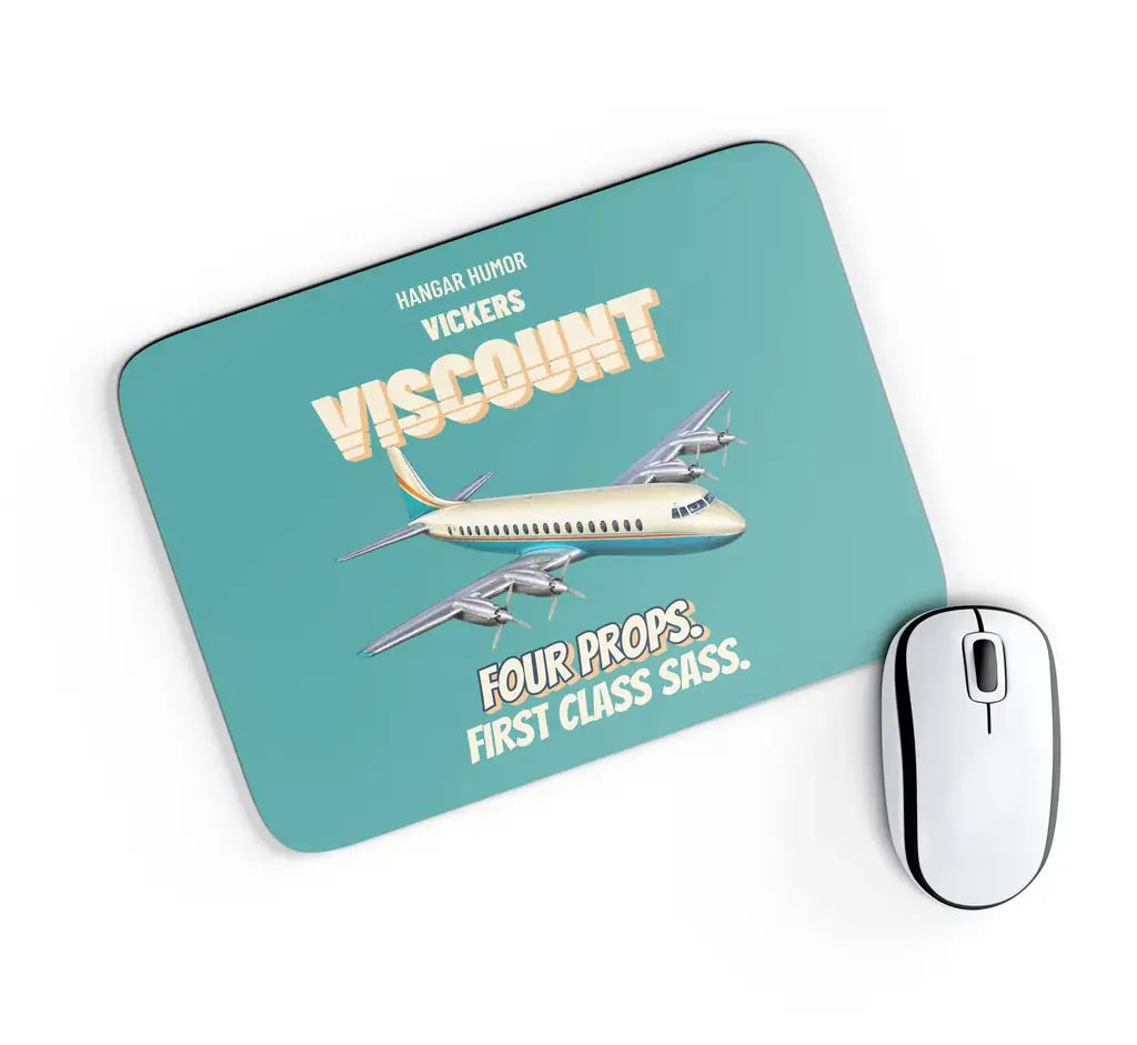 Vickers Viscount 800 - Four props. First class sass. design on turquoise rectangle mouse pad