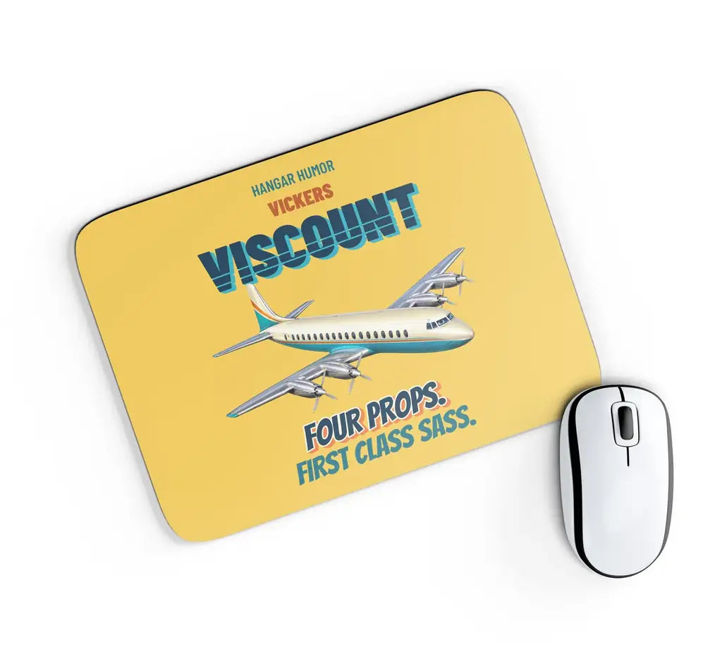 Vickers Viscount 800 - Four props. First class sass. design on yellow rectangle mouse pad