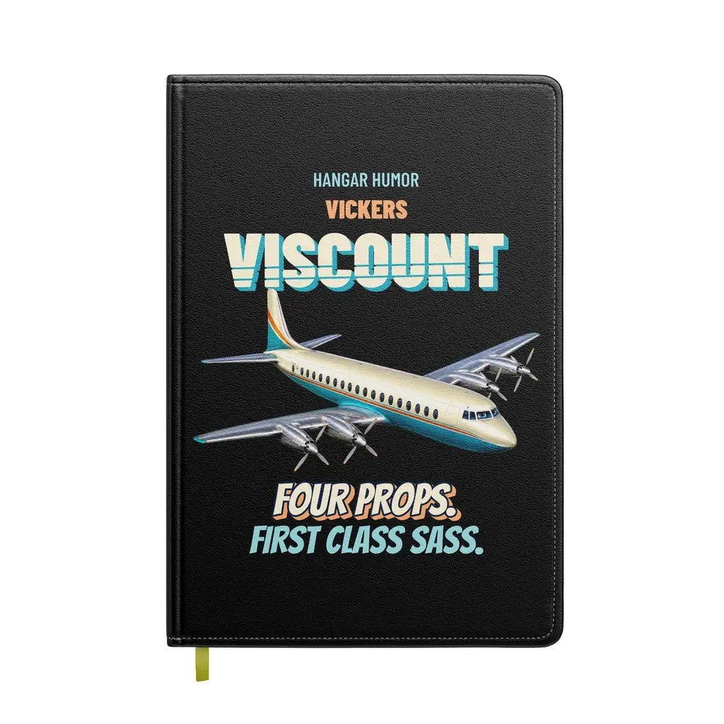 Vickers Viscount 800 - Four props. First class sass. design on black notebook