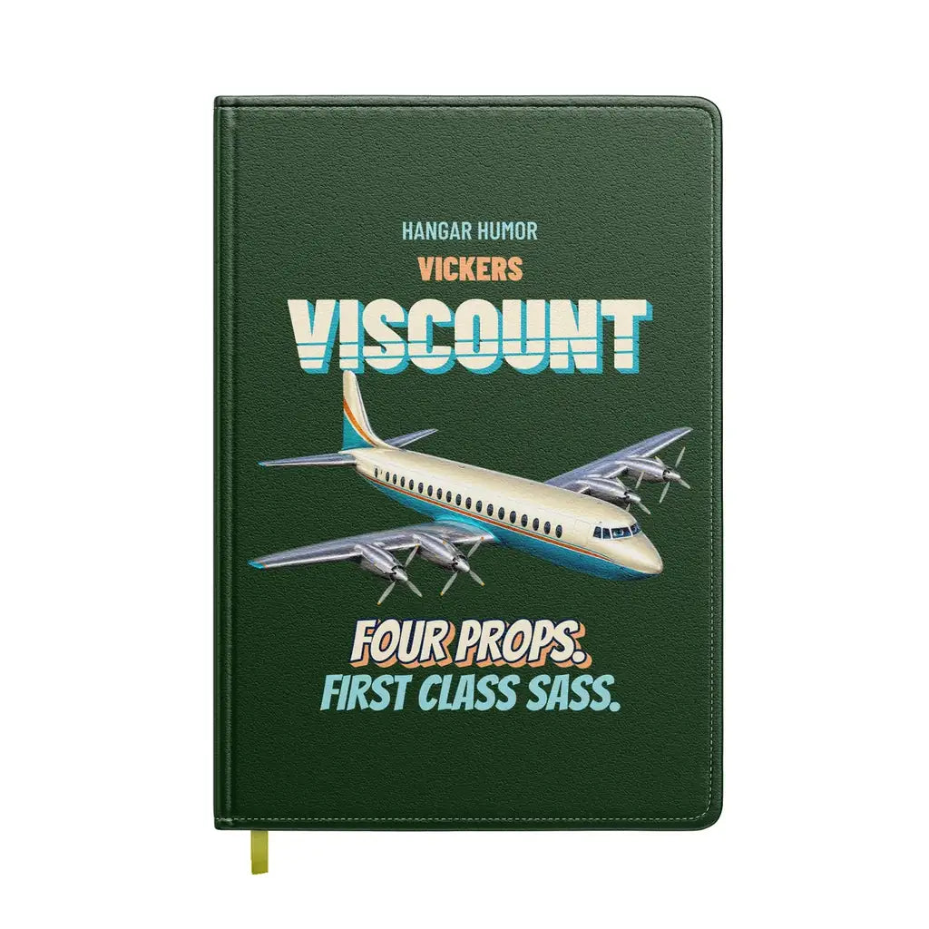 Vickers Viscount 800 - Four props. First class sass. design on dark green notebook