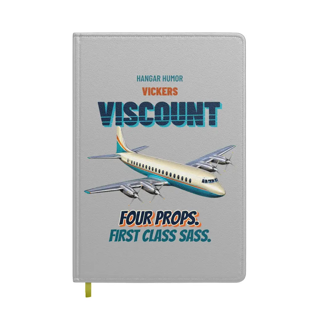 Vickers Viscount 800 - Four props. First class sass. design on light gray notebook
