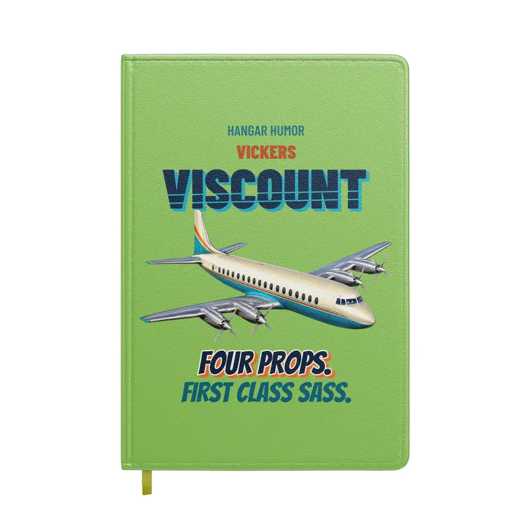 Vickers Viscount 800 - Four props. First class sass. design on light green notebook