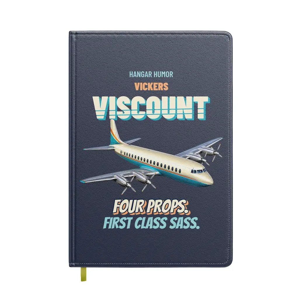 Vickers Viscount 800 - Four props. First class sass. design on navy blue notebook