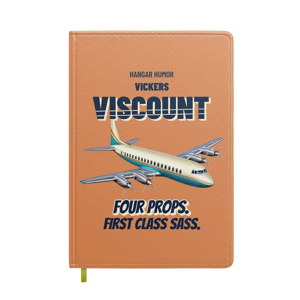 Vickers Viscount 800 - Four props. First class sass. design on orange notebook