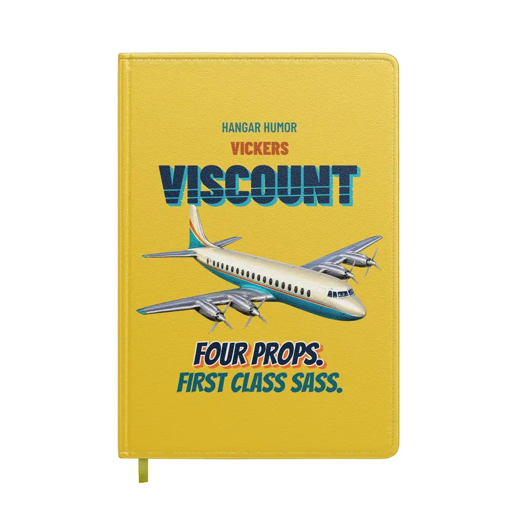 Vickers Viscount 800 - Four props. First class sass. design on yellow notebook