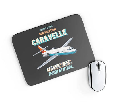 Sud Aviation Caravelle III - Classic lines. Fresh attitude. design on black rectangle mouse pad