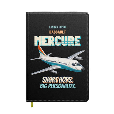 Dassault Mercure 100 - Short hops. Big personality. design on black notebook