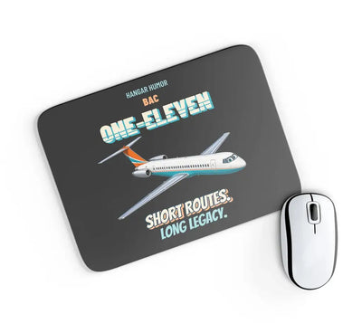 BAC One-Eleven 500 - Short routes. Long legacy. design on black rectangle mouse pad