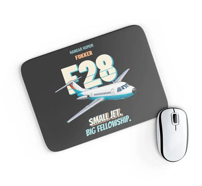 Fokker F28 Fellowship - Small jet. Big fellowship. design on black rectangle mouse pad