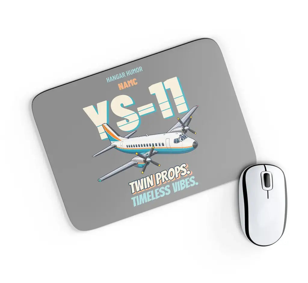 NAMC YS-11 - Twin props. Timeless vibes. design on gray rectangle mouse pad