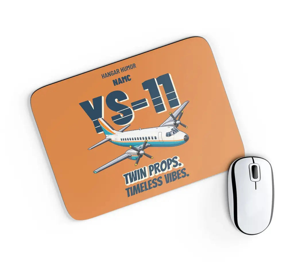 NAMC YS-11 - Twin props. Timeless vibes. design on orange rectangle mouse pad