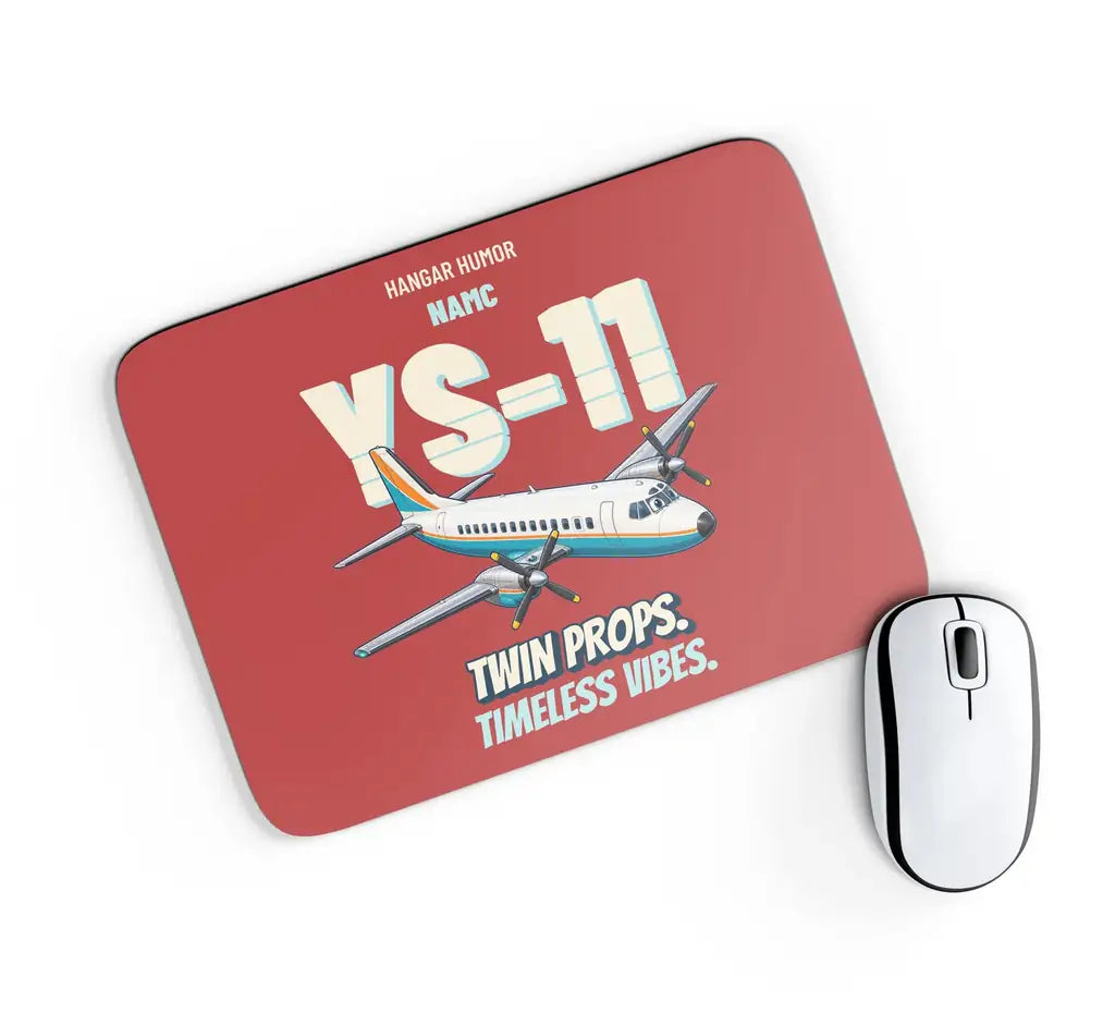 NAMC YS-11 - Twin props. Timeless vibes. design on red rectangle mouse pad