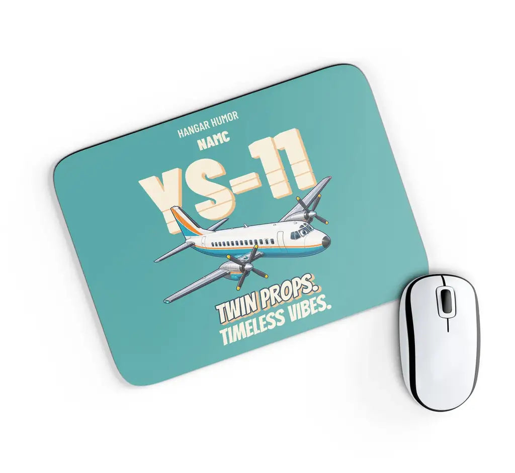 NAMC YS-11 - Twin props. Timeless vibes. design on turquoise rectangle mouse pad