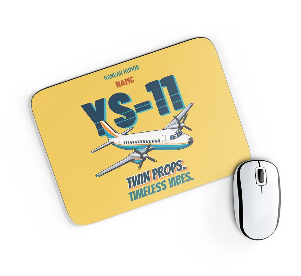 NAMC YS-11 - Twin props. Timeless vibes. design on yellow rectangle mouse pad