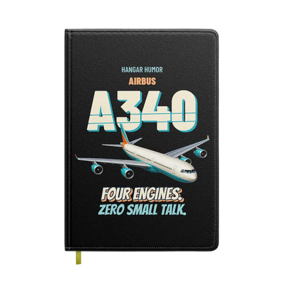 Airbus A340-300 - Four engines. Zero small talk. design on black notebook