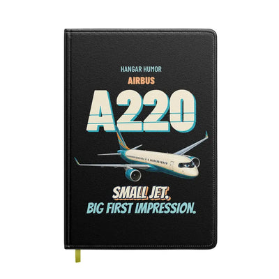 Airbus A220-100 - Small jet. Big first impression. design on black notebook