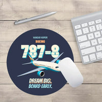 Thumbnail for Boeing 787-8 - Dream big. Board early. design on navy blue round mouse pad