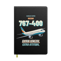 Thumbnail for Boeing 767-400ER - Extra length. Extra attitude. design on black notebook