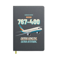 Thumbnail for Boeing 767-400ER - Extra length. Extra attitude. design on gray notebook