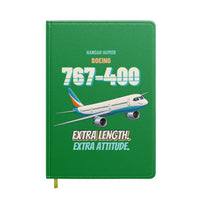 Thumbnail for Boeing 767-400ER - Extra length. Extra attitude. design on green notebook