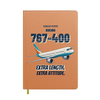 Thumbnail for Boeing 767-400ER - Extra length. Extra attitude. design on orange notebook