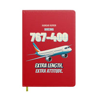 Thumbnail for Boeing 767-400ER - Extra length. Extra attitude. design on red notebook