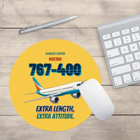 Thumbnail for Boeing 767-400ER - Extra length. Extra attitude. design on yellow round mouse pad
