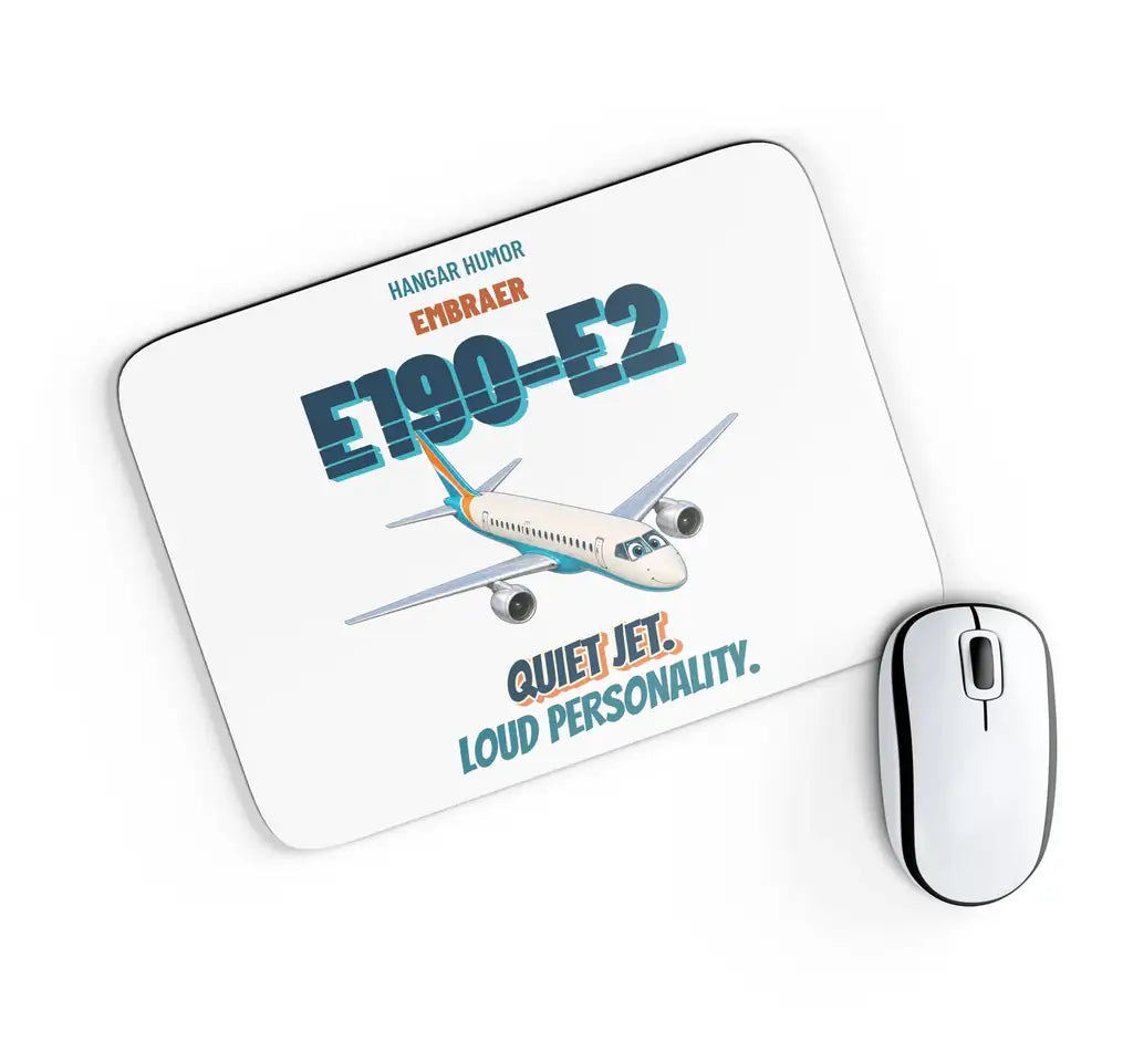 Embraer E190-E2 - Quiet jet. Loud personality. design on white rectangle mouse pad