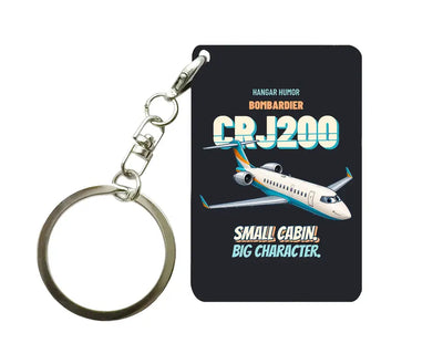 Bombardier CRJ200 - Small cabin. Big character. design on black key chain