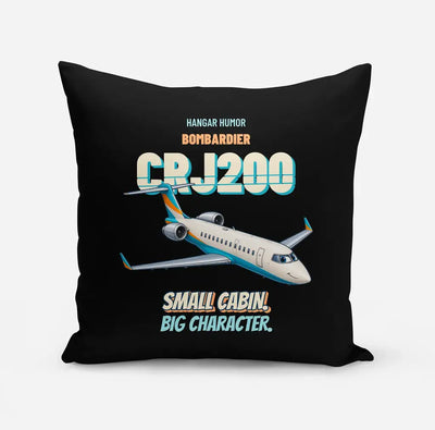 Bombardier CRJ200 - Small cabin. Big character. design on black pillow