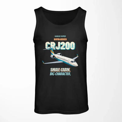 Bombardier CRJ200 - Small cabin. Big character. design on black tank top