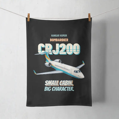 Bombardier CRJ200 - Small cabin. Big character. design on black towel