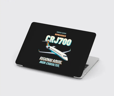 Bombardier CRJ700 - Regional route. Main character. design on black MacBook case