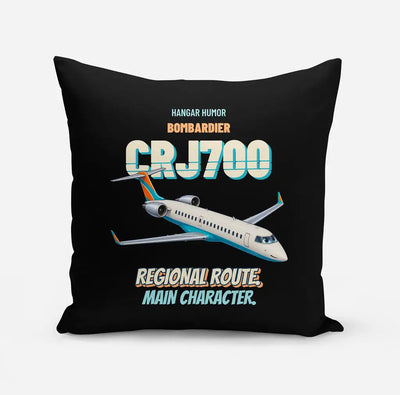 Bombardier CRJ700 - Regional route. Main character. design on black pillow