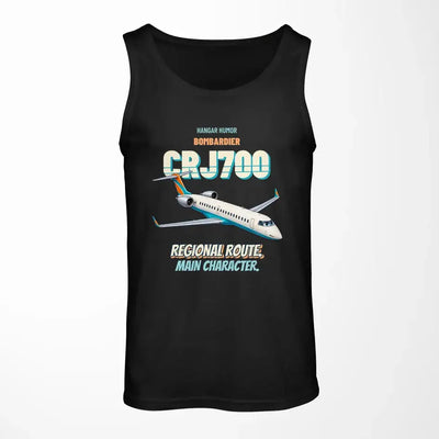 Bombardier CRJ700 - Regional route. Main character. design on black tank top