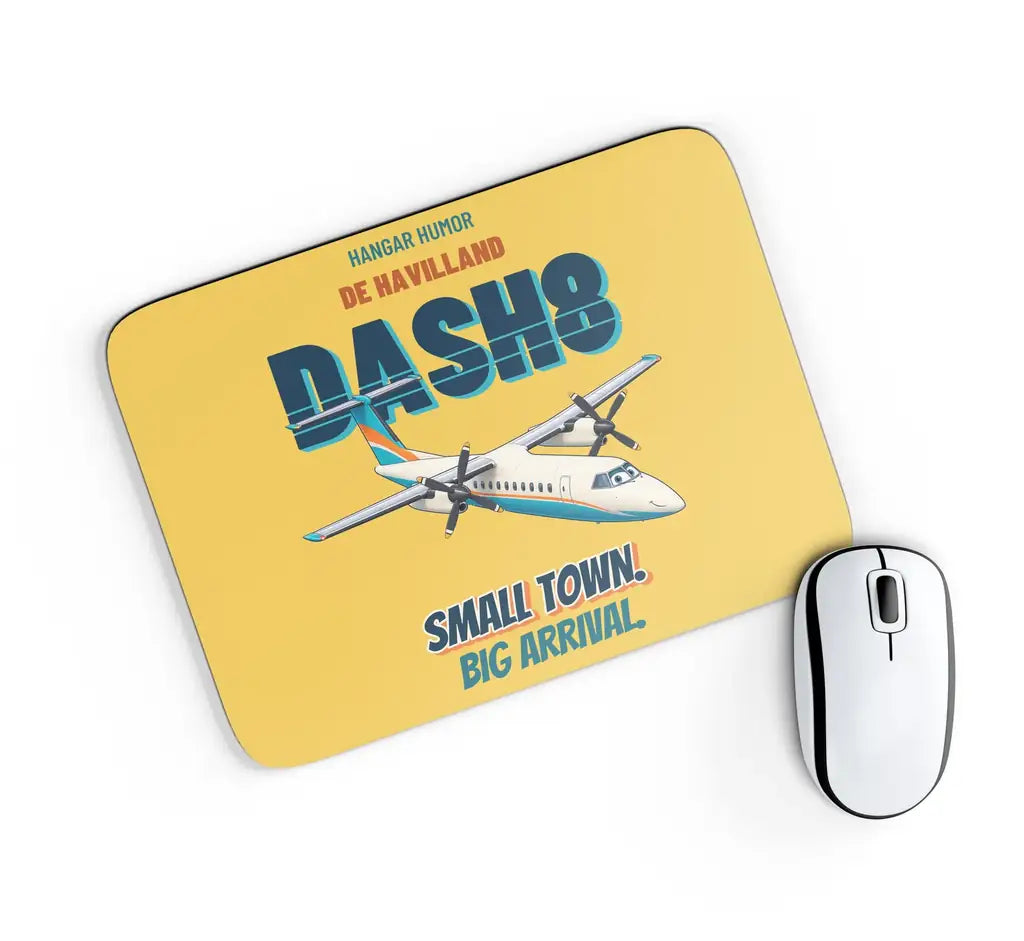 de Havilland Dash 8-100 - Small town. Big arrival. design on yellow rectangle mouse pad