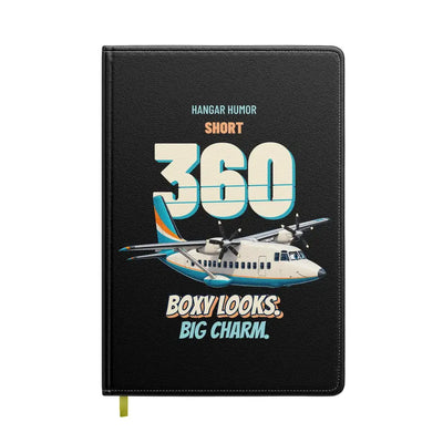 Short 360 - Boxy looks. Big charm. design on black notebook