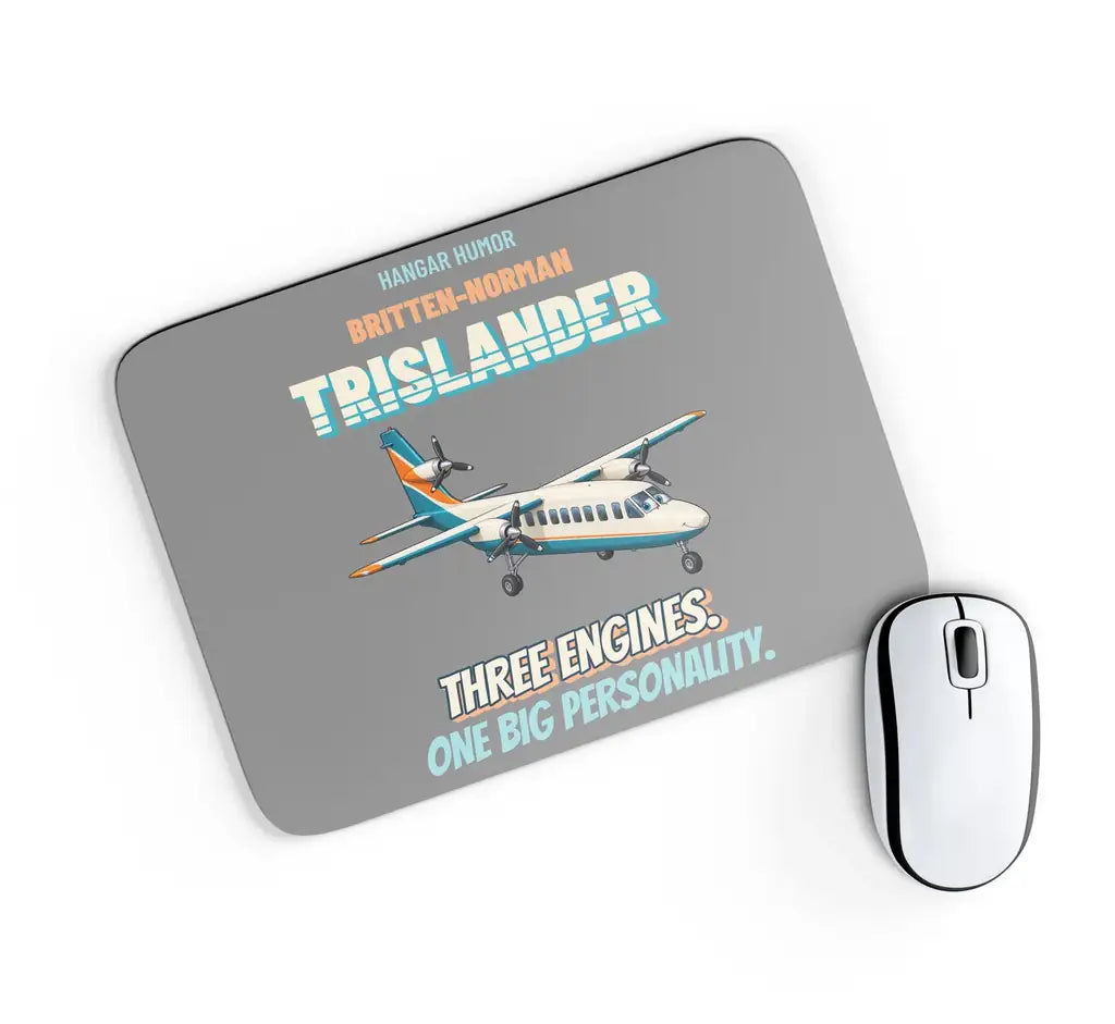 Britten-Norman Trislander - Three engines. One big personality. design on gray rectangle mouse pad