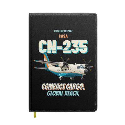 CASA CN-235 - Compact cargo. Global reach. design on black notebook