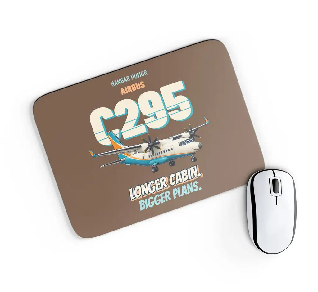 Airbus C295 - Longer cabin. Bigger plans. design on brown rectangle mouse pad