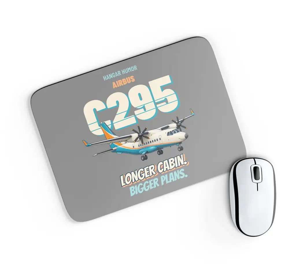 Airbus C295 - Longer cabin. Bigger plans. design on gray rectangle mouse pad
