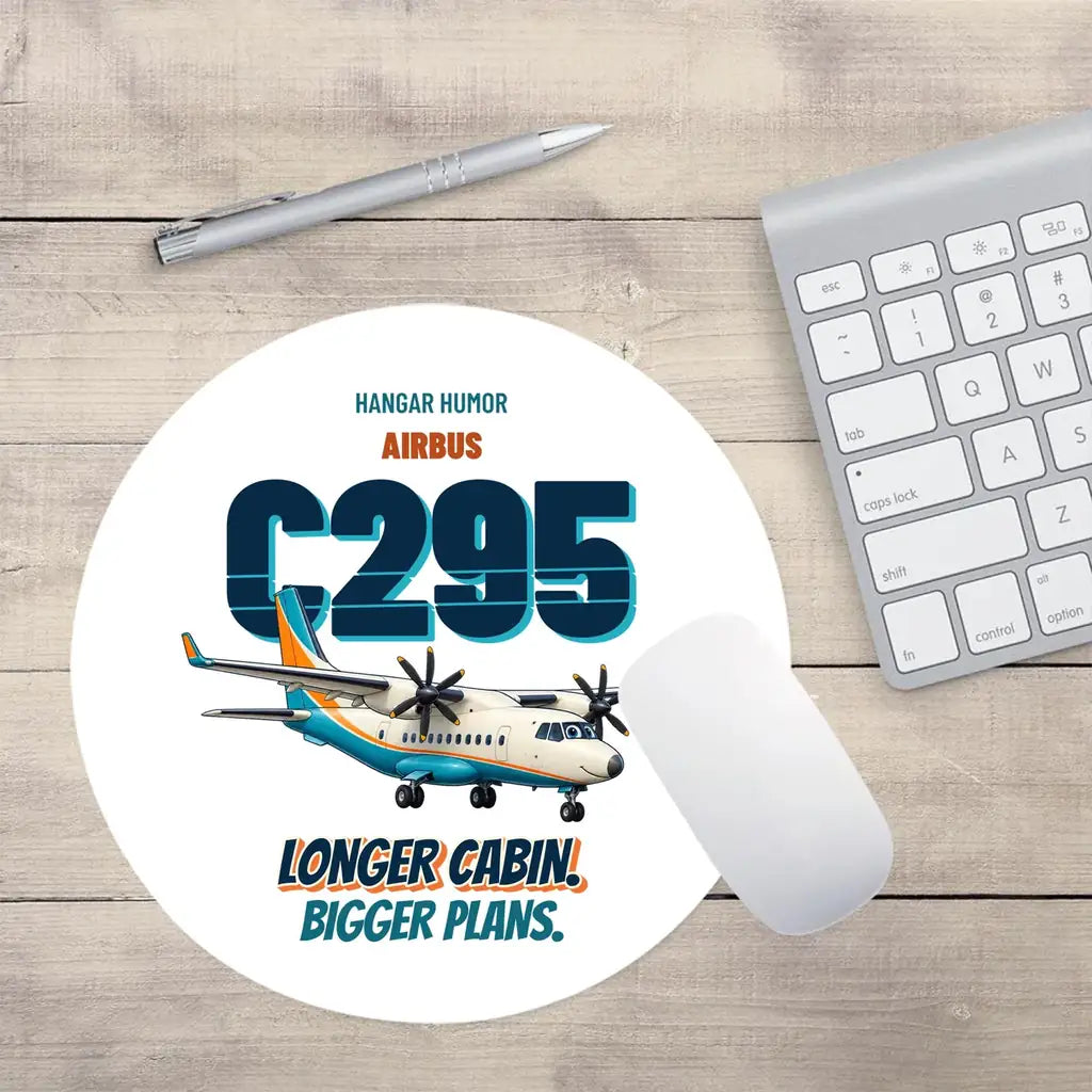 Airbus C295 - Longer cabin. Bigger plans. design on white round mouse pad