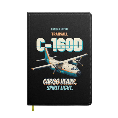 Transall C-160D - Cargo heavy. Spirit light. design on black notebook