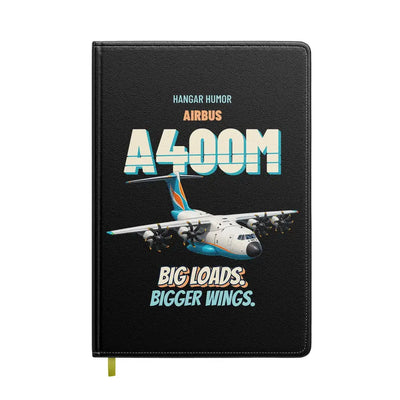 Airbus A400M Atlas - Big loads. Bigger wings. design on black notebook