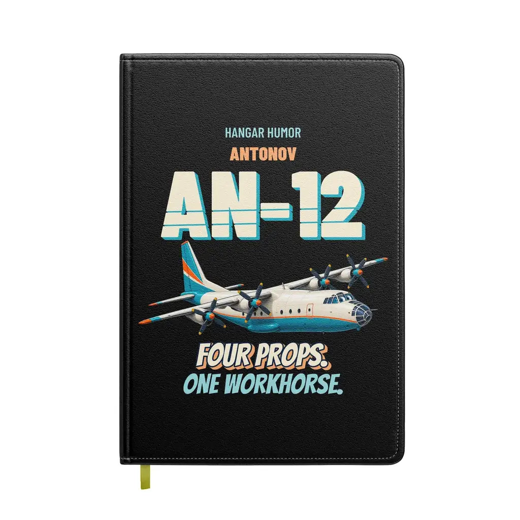 Antonov An-12 - Four props. One workhorse. design on black notebook