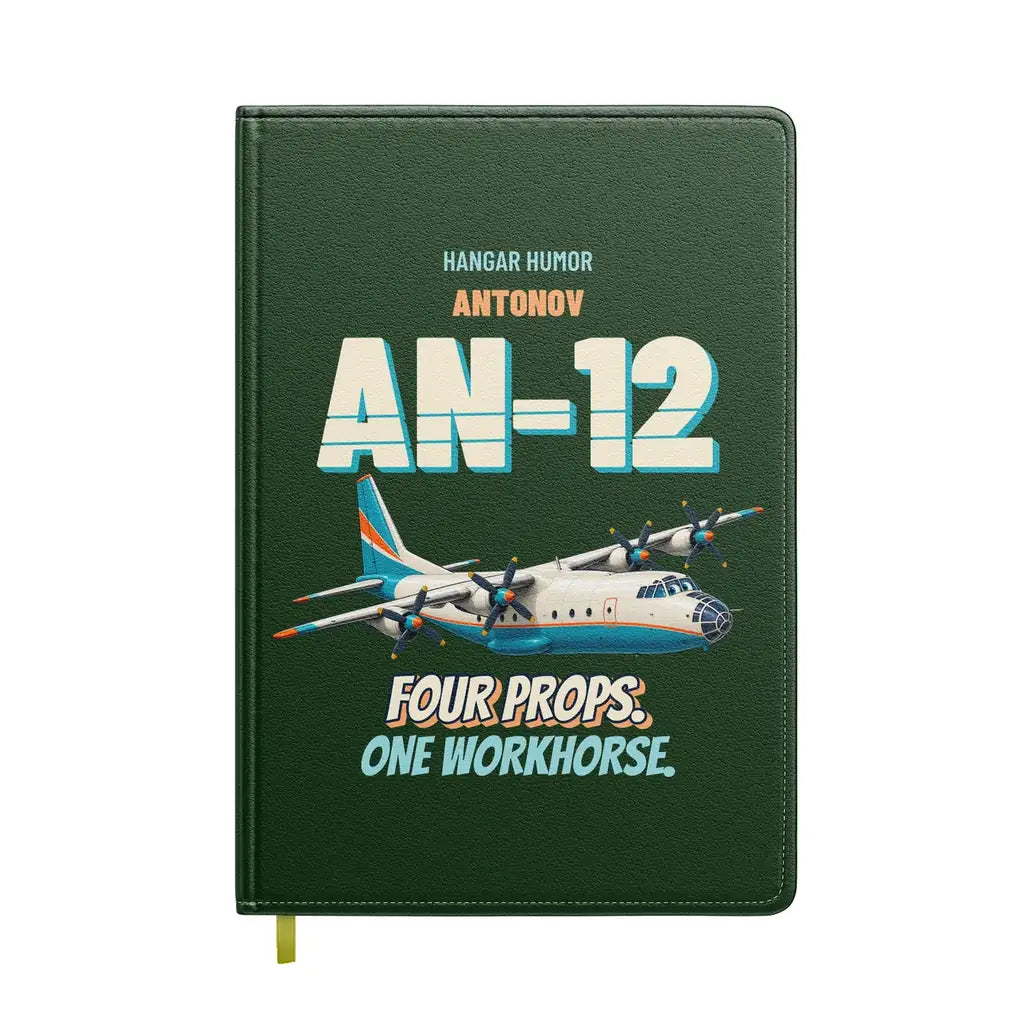 Antonov An-12 - Four props. One workhorse. design on dark green notebook